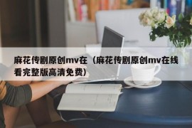 麻花传剧原创mv在（麻花传剧原创mv在线看完整版高清免费）
