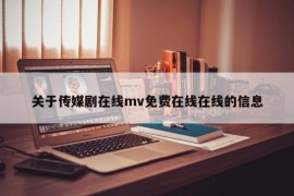 关于传媒剧在线mv免费在线在线的信息